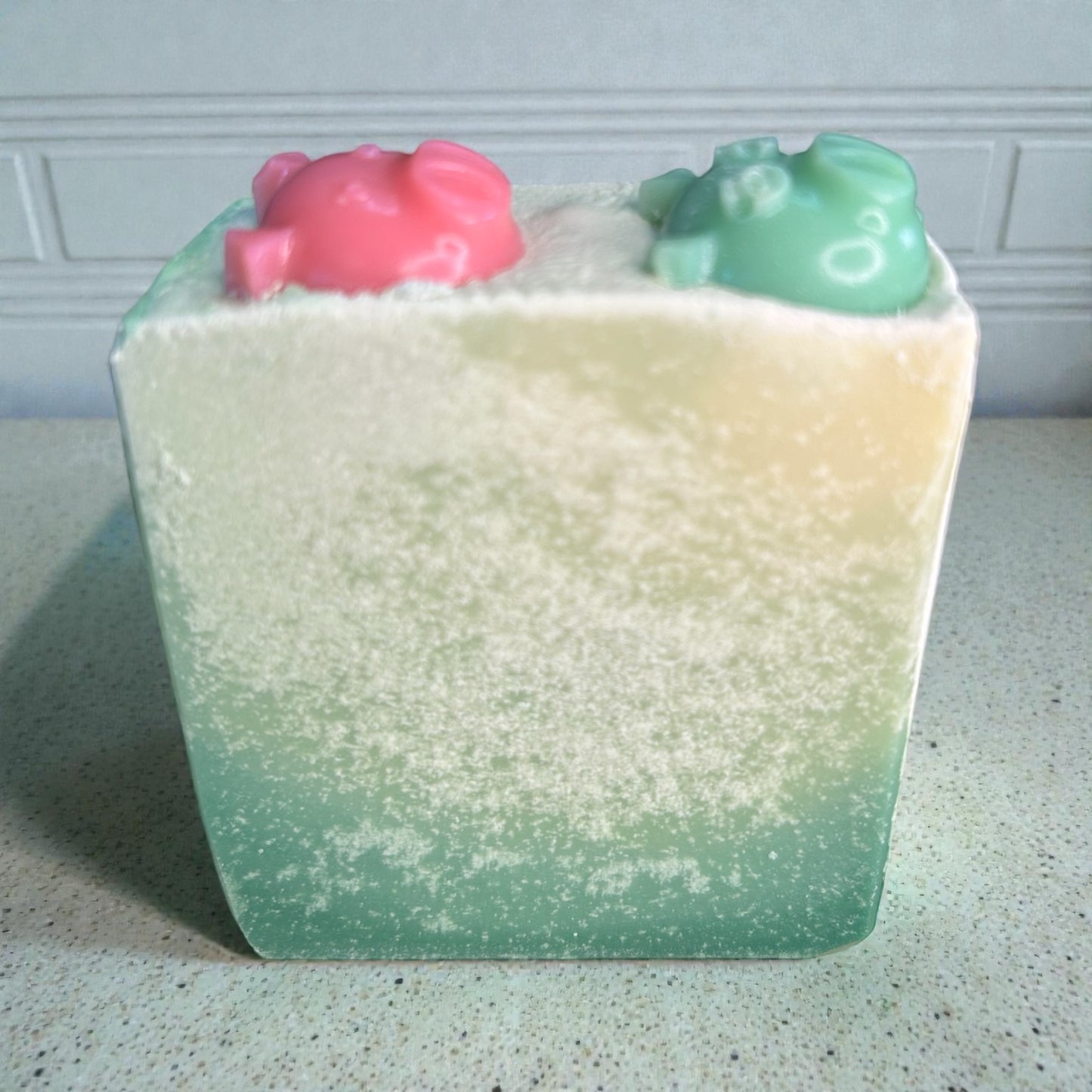 Pink & Green Piggies Bar Soap with a Light Citrus Essential Oil Blend