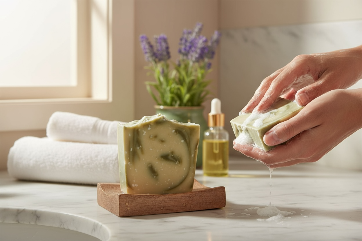 Lemongrass + Dead Sea Salt Bars All Natural Tallow Soap with Essential Oils & Moringa