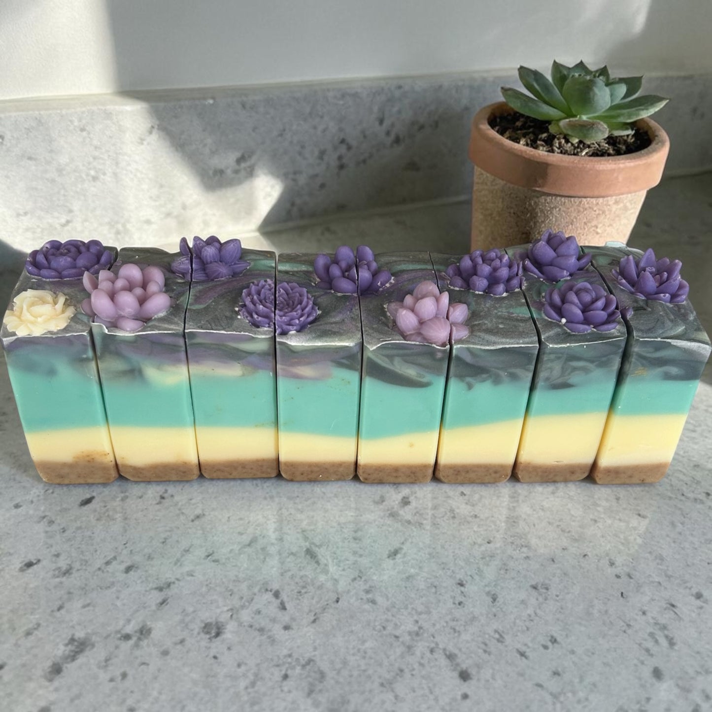 Desert Day Dream Tallow Soap | Lavender, Litsea Cubeba & Frankincense |Artisan Soap with Purple Cactus Design