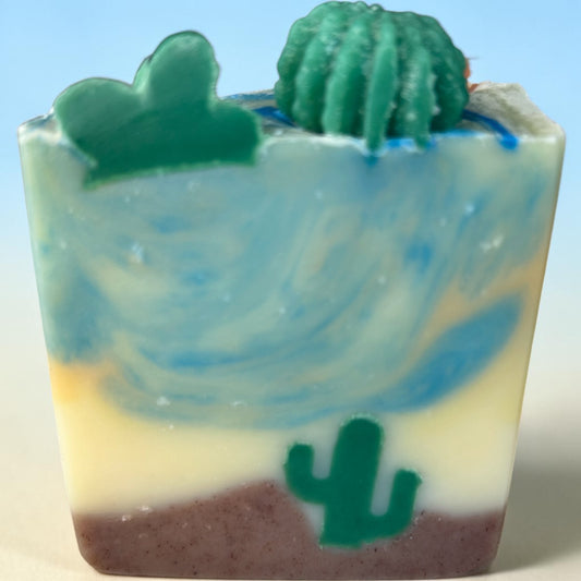 Desert Cleanse Artisan Soap – Cedarwood & Lemongrass Essential Oil Bar | Cactus Landscape | Natural Tallow Soap