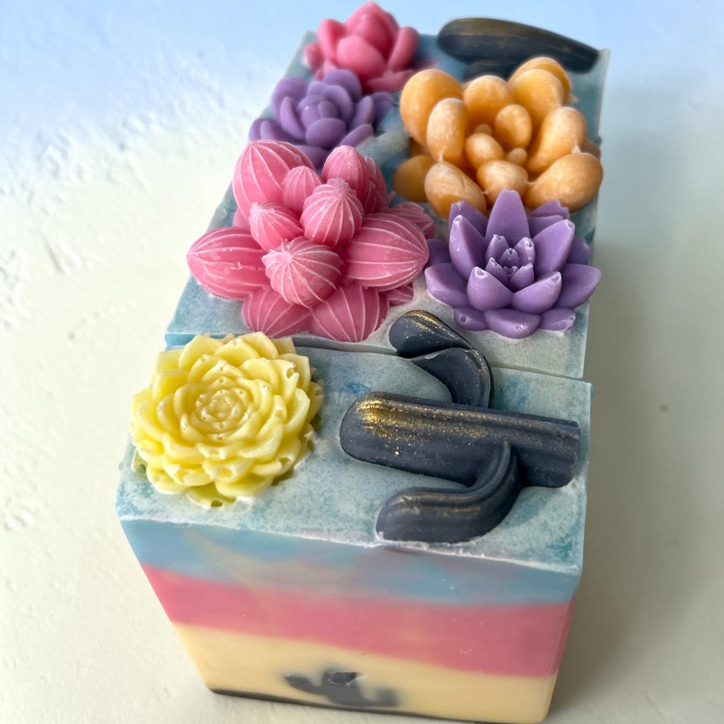 Mystic Bloom Artisan Tallow Soap – Lavender, Frankincense & Tangerine Essential Oil Soap “Where desert sunsets meet wild blooms.”
