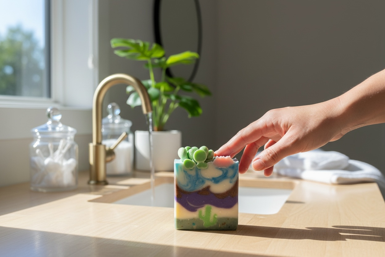 Arizona Desert Cactus Soap – Lavender, Cedarwood & Peppermint Tallow Bar with Sandalwood Powder