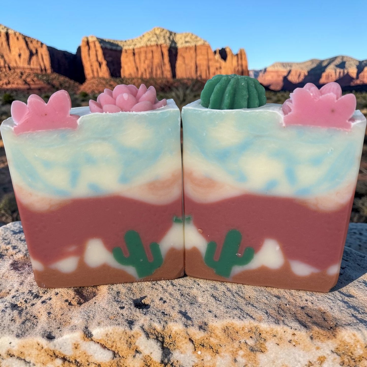 Whispering Red Rock Soap | Sedona Pink Clay Cold Process Bar | Lavender, Cedarwood, Frankincense, Lemongrass & Mint
