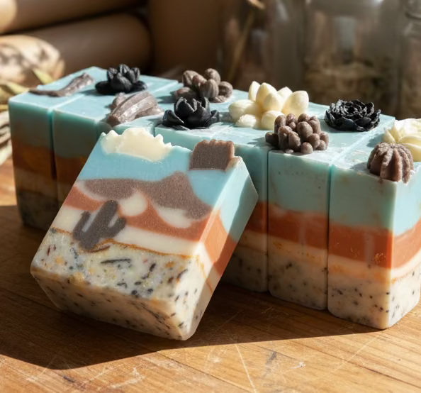 Desert Sunset Zero-Waste Soap Handmade Tallow Soap with Frankincense, Cedarwood & Lavender