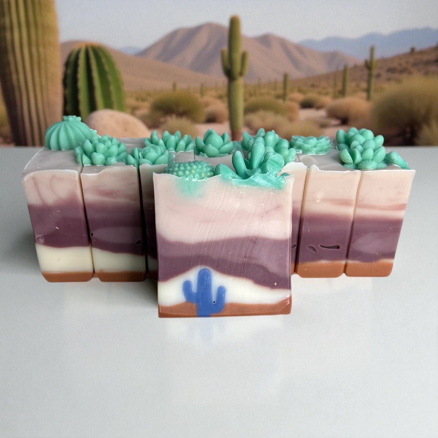 Blue Cactus Breeze Arizona Themed Tallow Soap with Essential Oils