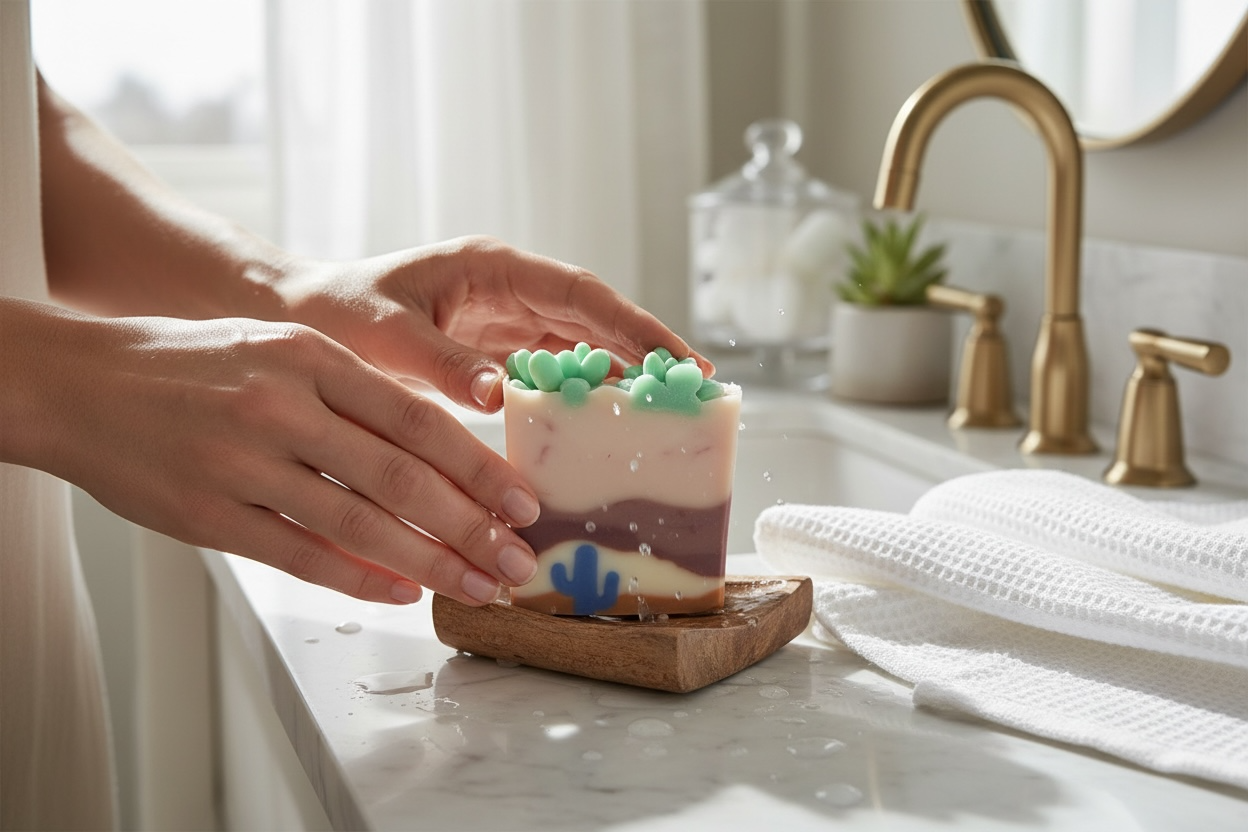 Blue Cactus Breeze Arizona Themed Tallow Soap with Essential Oils