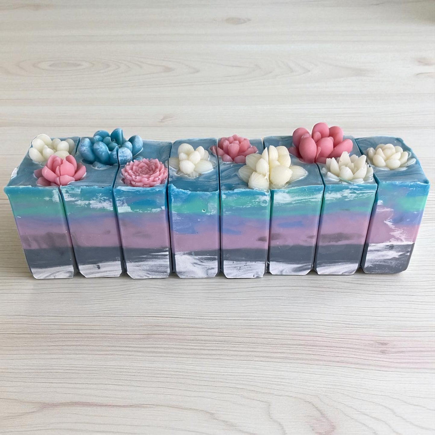 Blooming Aura Arizona Themed Soap with Cactus & Succulents (Essential Oils Sage, Rosemary, and Lavender)
