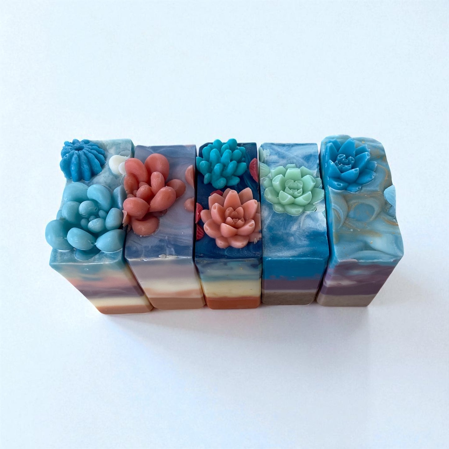 Arizona Themed Handmade Soap with Cactus Embeds made with Essential Oils (5 pack)