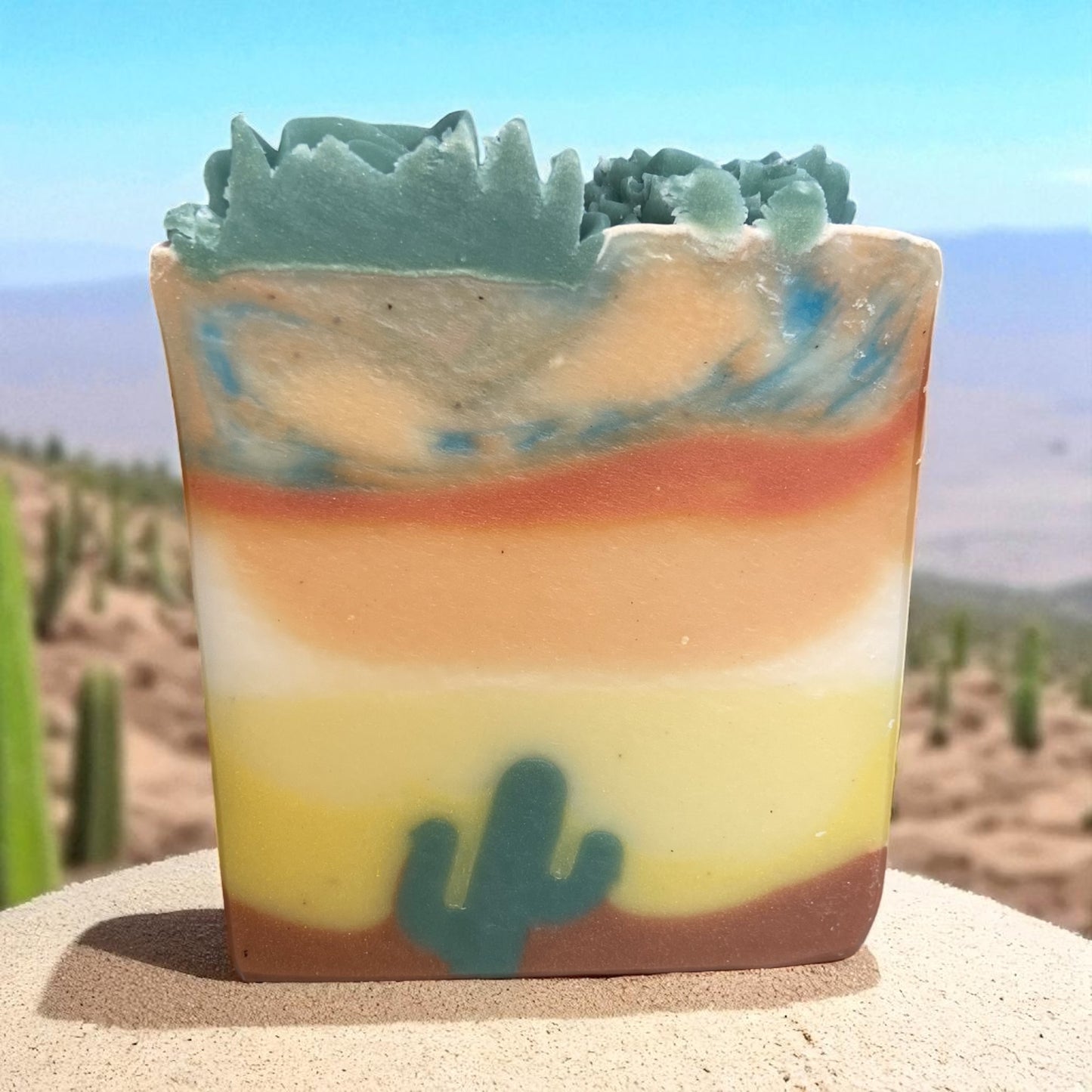 Creamy Orange Sunset Arizona Themed Tallow Soap with Essential Oils