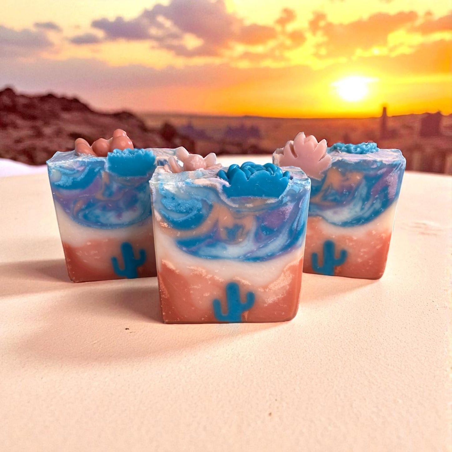 Turquoise Skies Arizona Themed Tallow Soap with Essential Oils