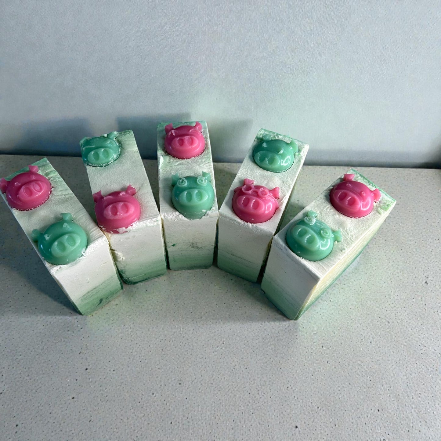 Pink & Green Piggies Bar Soap with a Light Citrus Essential Oil Blend
