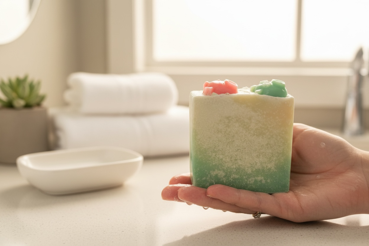 Pink & Green Piggies Bar Soap with a Light Citrus Essential Oil Blend
