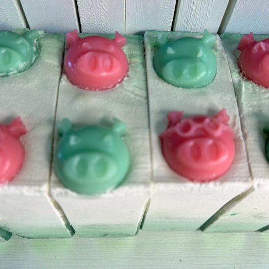 Pink & Green Piggies Bar Soap with a Light Citrus Essential Oil Blend