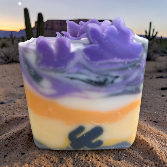 Tipsy Cactus~One Too Many Arizona Sunsets Artisan Tallow Soap with Lavender, Frankincense  & Cedar wood Essential Oils