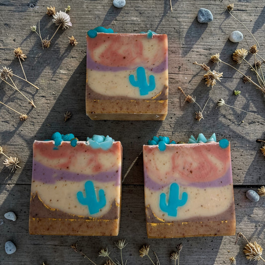 Turquoise Dunes Artisan Tallow & Banana Soap with Lemongrass, Frankincense & Cedar Wood Essential Oils