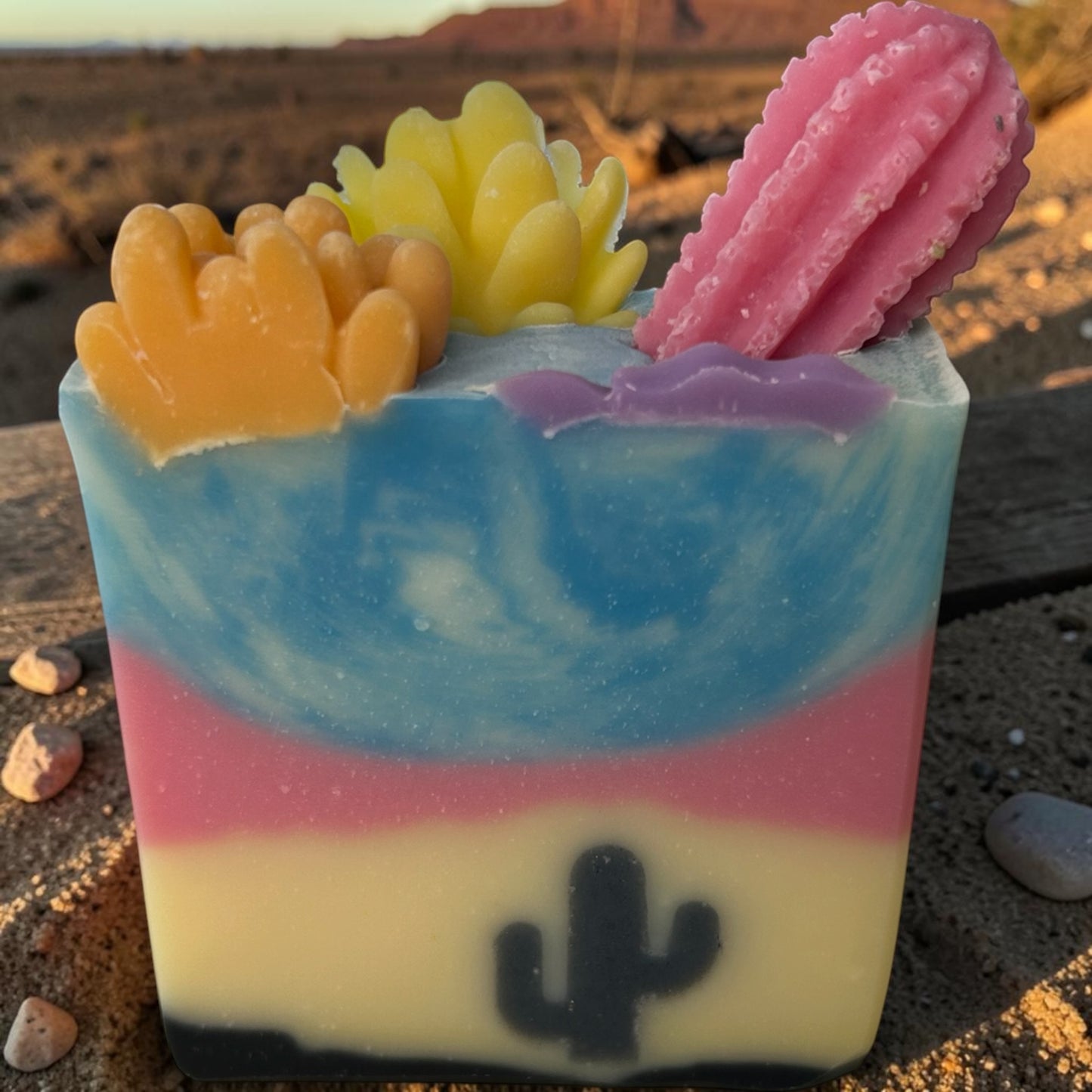 Mystic Bloom Artisan Tallow Soap – Lavender, Frankincense & Tangerine Essential Oil Soap “Where desert sunsets meet wild blooms.”