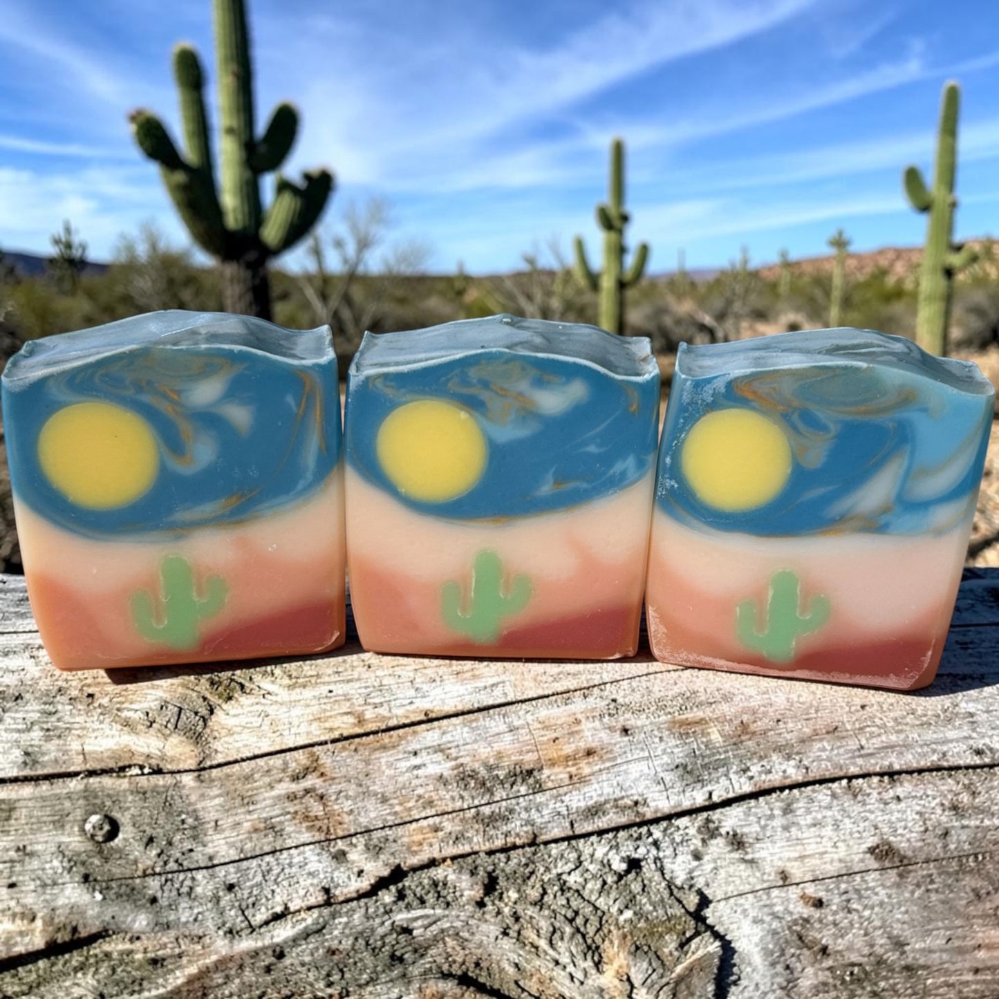 Sunny Arizona Soap | Cactus Landscape Tallow Soap with a Light Lavender, Cedar wood & Sage Essential Oil Blend
