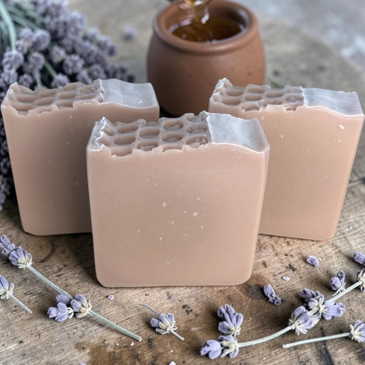 Lavender & Honey Cream Goat Milk Soap | Handmade Nourishing Tallow Bar Soap with Essential Oil