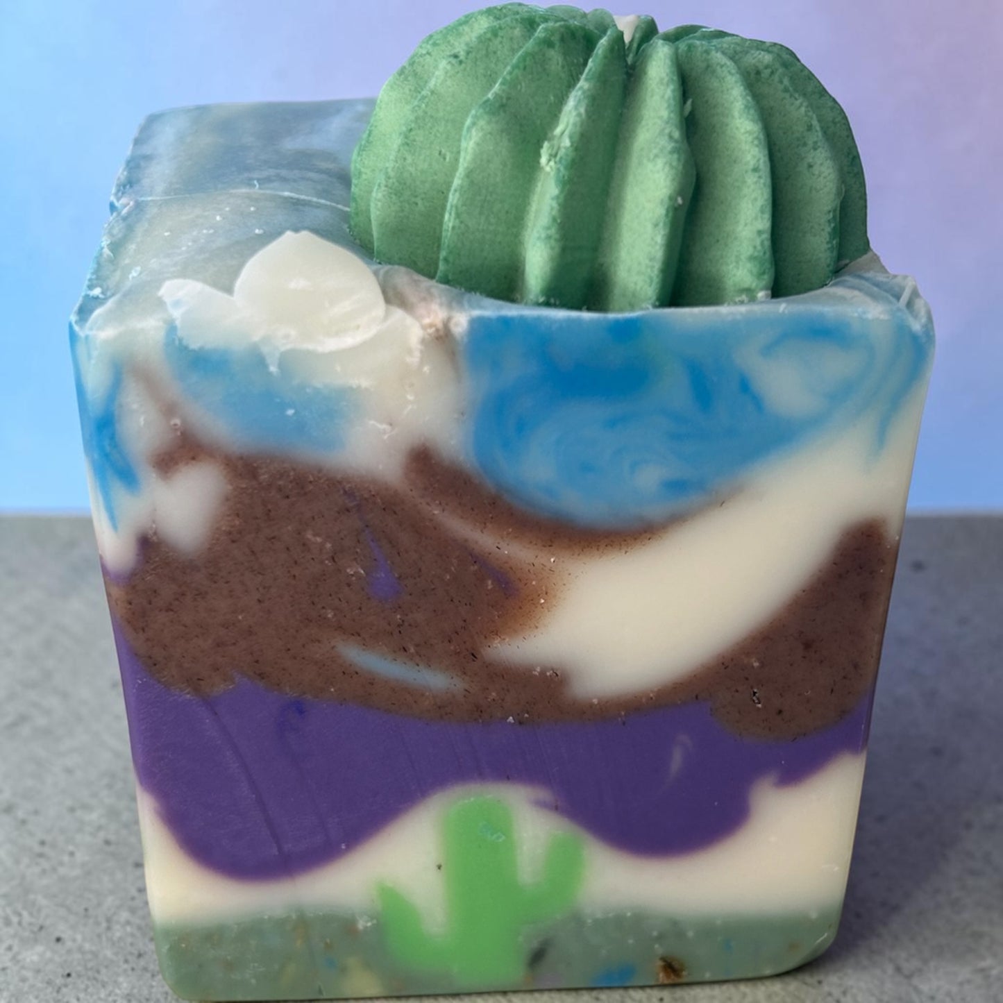 Arizona Desert Cactus Soap – Lavender, Cedarwood & Peppermint Tallow Bar with Sandalwood Powder