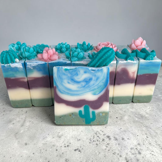 Arizona Desert Turquoise Cactus Soap – Lavender, Cedarwood & Peppermint Tallow Bar Soap