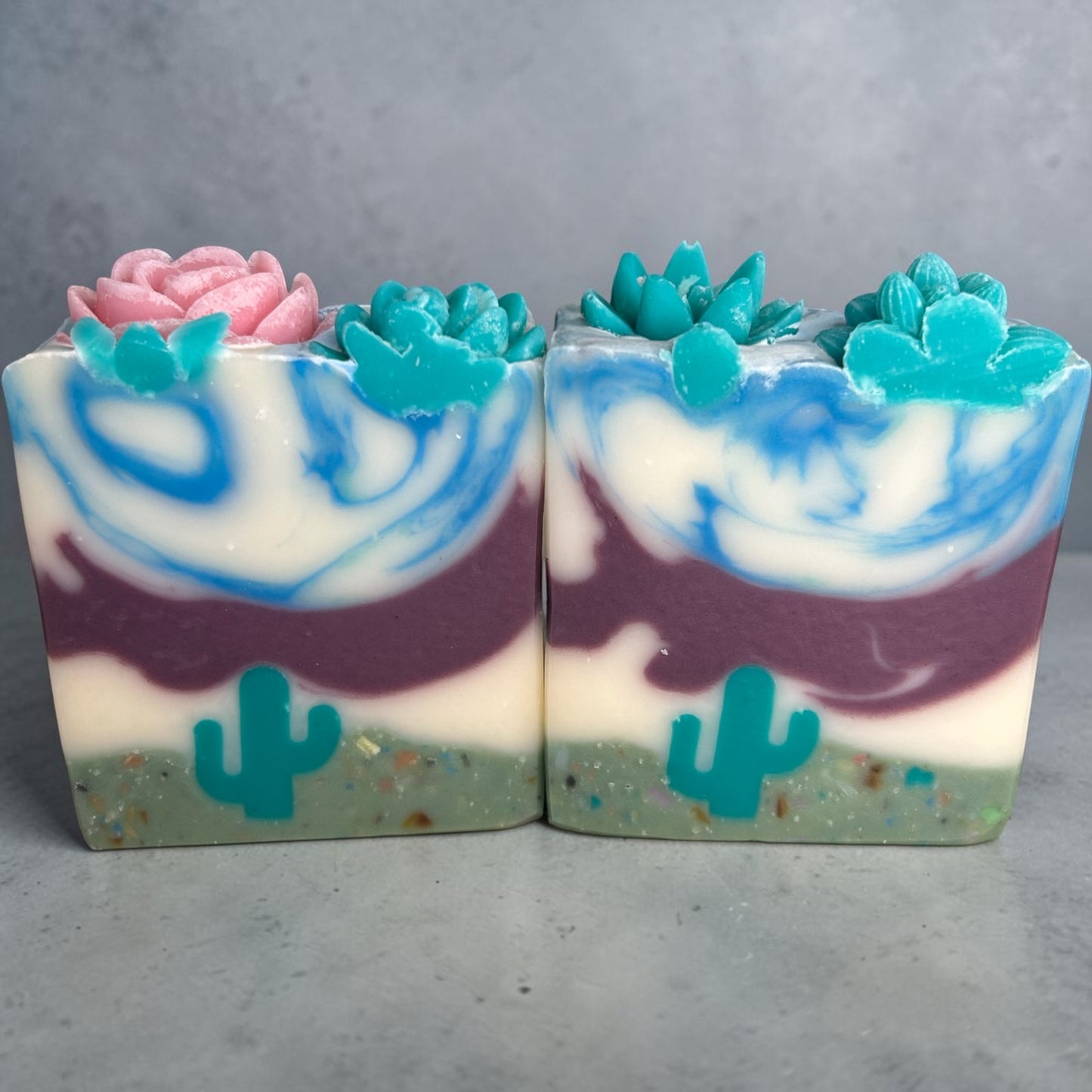 Arizona Desert Turquoise Cactus Soap – Lavender, Cedarwood & Peppermint Tallow Bar Soap
