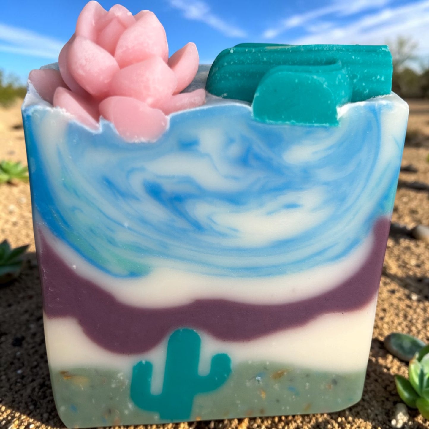 Arizona Desert Turquoise Cactus Soap – Lavender, Cedarwood & Peppermint Tallow Bar Soap