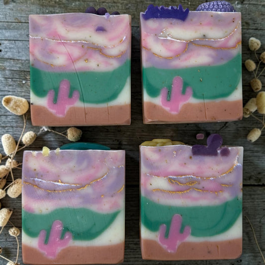 Desert Bloom Marshmallow Root Soap | Lavender, Geranium & Cedarwood | Cold Process Tallow Soap