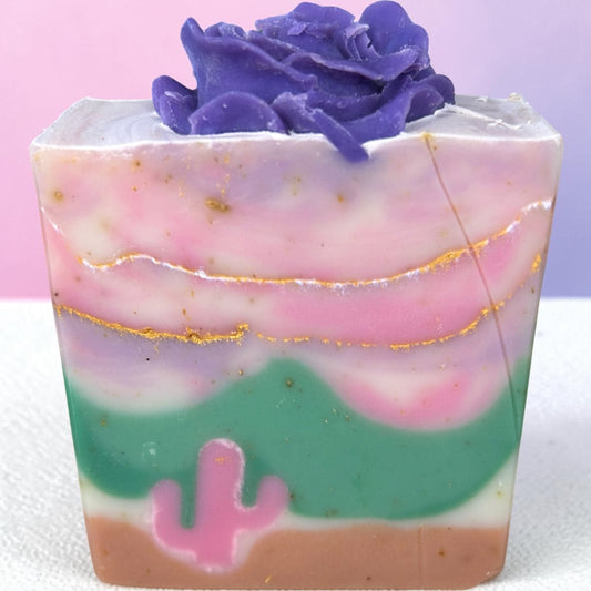 Desert Bloom Marshmallow Root Soap | Lavender, Geranium & Cedarwood | Cold Process Tallow Soap