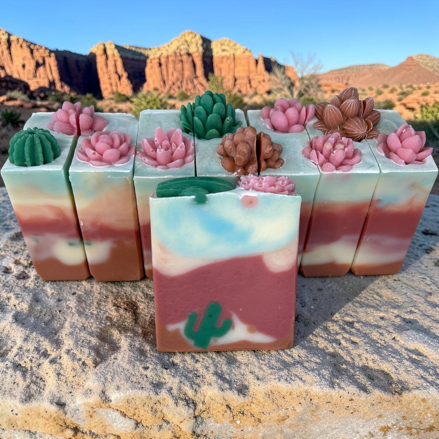 Whispering Red Rock Soap | Sedona Pink Clay Cold Process Bar | Lavender, Cedarwood, Frankincense, Lemongrass & Mint