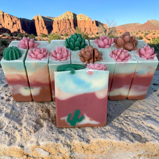 Whispering Red Rock Soap | Sedona Pink Clay Cold Process Bar | Lavender, Cedarwood, Frankincense, Lemongrass & Mint