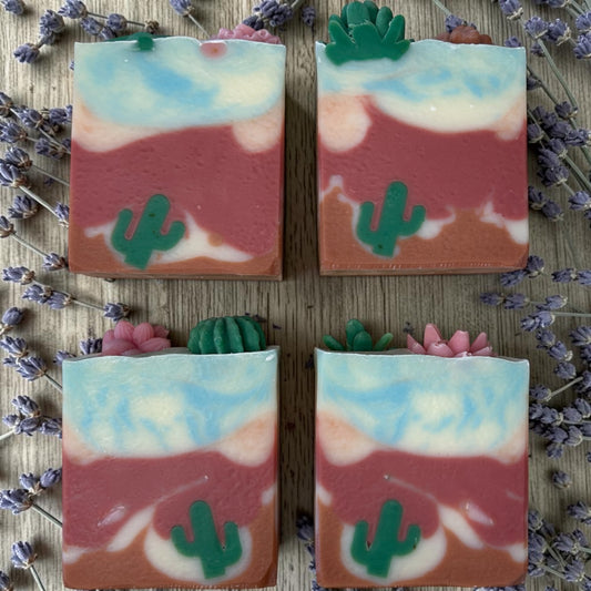 Whispering Red Rock Soap | Sedona Pink Clay Cold Process Bar | Lavender, Cedarwood, Frankincense, Lemongrass & Mint