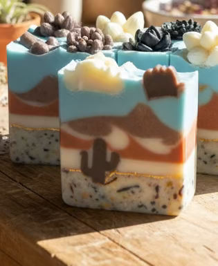 Desert Sunset Zero-Waste Soap Handmade Tallow Soap with Frankincense, Cedarwood & Lavender