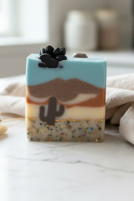 Desert Sunset Zero-Waste Soap Handmade Tallow Soap with Frankincense, Cedarwood & Lavender